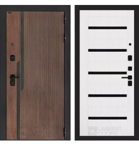 Входная дверь KARMINA 01 - Белое дерево, стекло черное