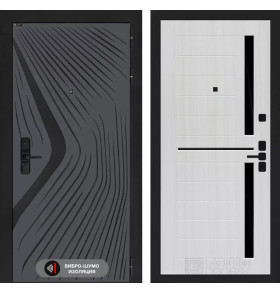 Входная дверь LEOLAB 02 - Сандал белый, стекло черное