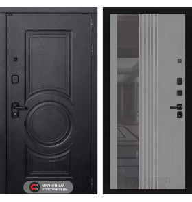 Входная дверь GRAND с Зеркалом 32 тонированным - Серый рельеф софт