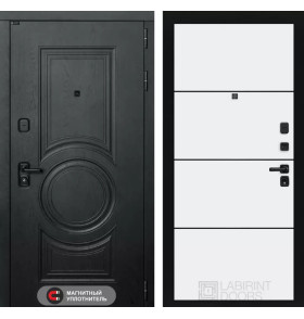 Входная дверь GRAND 25 - Белый софт, черный молдинг