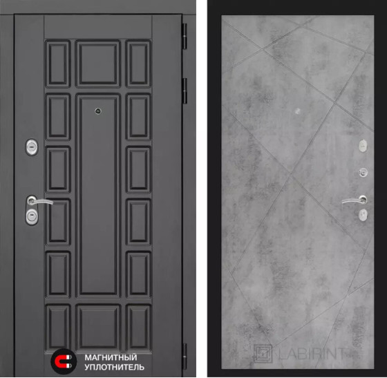 Входная дверь Нью-Йорк 24 - Бетон светлый | Декоративная MDF панель 16 мм с наличником, цвет 