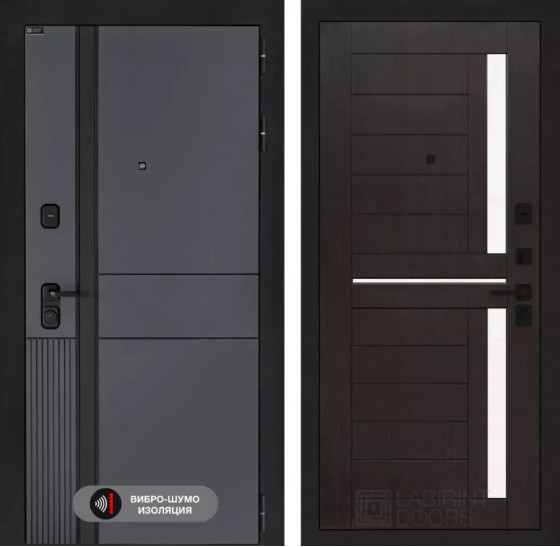 Входная дверь EVOLAB 02 - Венге, стекло белое | Фрезерованная МДФ панель 10 мм, цвет 