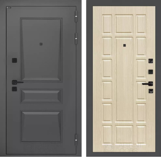 Входная дверь Орлеан 12 - Беленый дуб | Металлическая отделка методом давления на полотне