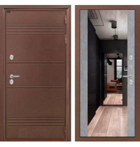 Входная дверь Термо Лайт с Зеркалом Максимум - Бетон светлый