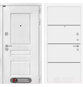 Входная дверь VERSAL 25 - Белый софт, черный молдинг