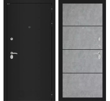 Входная дверь CLASSIC шагрень черная 25 - Бетон светлый, черный молдинг