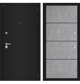 Входная дверь CLASSIC шагрень черная 25 - Бетон светлый, черный молдинг