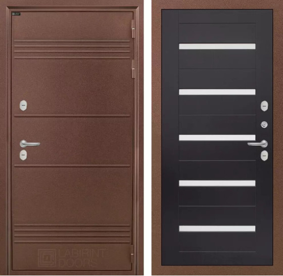 Входная дверь Термо Лайт 01 - Венге, стекло белое | Металлическая отделка с давлением и фигурным наличником