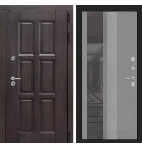 Входная дверь Лондон с Зеркалом 32 тонированным - Серый рельеф софт