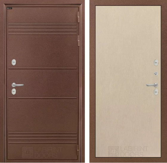 Входная дверь Термо Лайт 05 - Венге светлый | Металлическая отделка с давлением и фигурным наличником