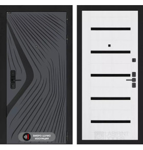 Входная дверь LEOLAB 01 - Белое дерево, стекло черное