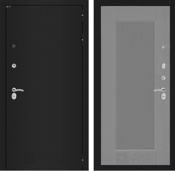 Входная дверь CLASSIC шагрень черная 30 - Серый рельеф софт | Металл с практичным покрытием 