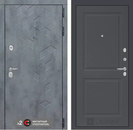 Входная дверь Бетон 11 - Графит софт | Современная декоративная MDF панель 10 мм с наличником, цвет 