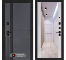 Входная дверь EVOLAB с Зеркалом Максимум - Сандал белый