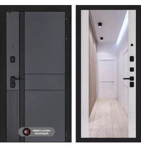 Входная дверь EVOLAB с Зеркалом Максимум - Сандал белый