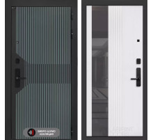 Входная дверь Смартлаб с Зеркалом 32 тонированным - Белый рельеф софт