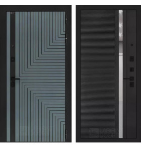 Входная дверь CREDOR 31 - Черный кварц, зеркальная вставка с тонировкой