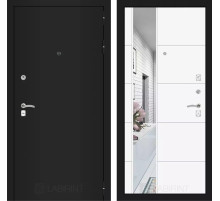 Входная дверь CLASSIC шагрень черная с Зеркалом 19 - Белый софт