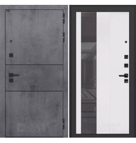 Входная дверь INFINITY с Зеркалом 32 тонированным - Белый рельеф софт