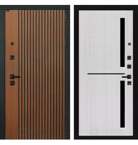 Входная дверь STORM 02 - Сандал белый, стекло черное