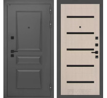 Входная дверь Орлеан 01 - Беленый дуб, стекло черное