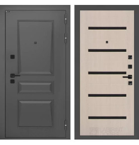 Входная дверь Орлеан 01 - Беленый дуб, стекло черное