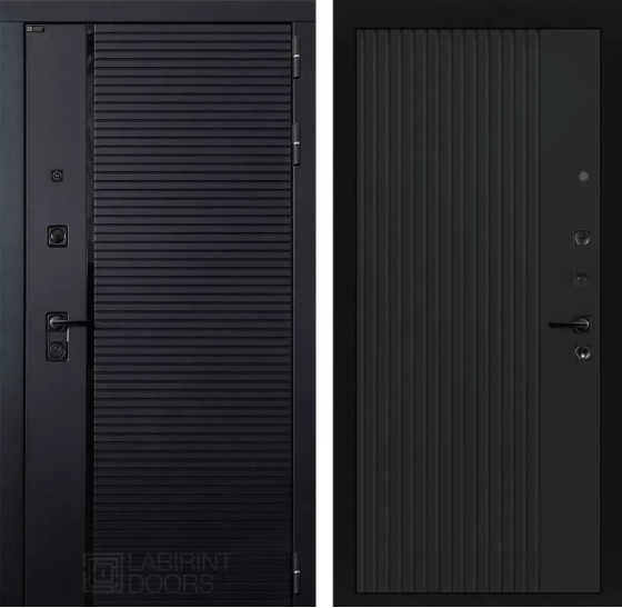 Входная дверь PIANO 29 - Черный кварц | Декоративная MDF панель 10 мм с наличниками, цвет 