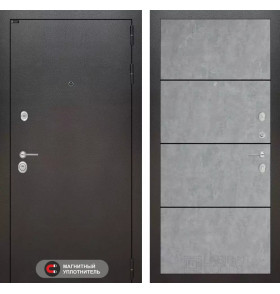 Входная дверь SILVER 25 - Бетон светлый, черный молдинг