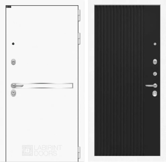 Входная дверь Лайн WHITE 29 - Черный кварц | Металл с покрытием 