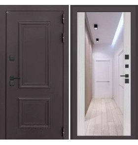 Входная дверь Полярис лайт с зеркалом Максимум - Сандал белый