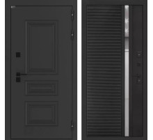 Входная дверь Аляска Лайт 31 - Черный кварц, зеркальная вставка с тонировкой