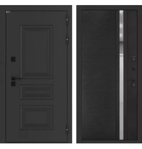 Входная дверь Аляска Лайт 31 - Черный кварц, зеркальная вставка с тонировкой