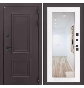 Входная дверь Полярис лайт с зеркалом 18 - Белое дерево