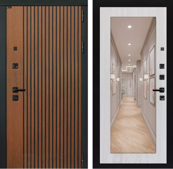 Входная дверь STORM с Зеркалом 18 - Сандал белый | Декоративная МДФ панель 10 мм в цвете 