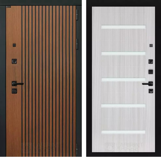 Входная дверь STORM 01 - Сандал белый, стекло белое | Декоративная МДФ панель 10 мм в цвете 