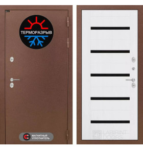 Входная дверь Термо Магнит 01 - Белое дерево, стекло черное