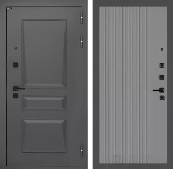 Входная дверь Орлеан 29 - Серый рельеф софт | Металлическая отделка методом давления на полотне