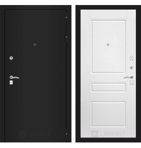 Входная дверь CLASSIC шагрень черная 03 - Белый софт