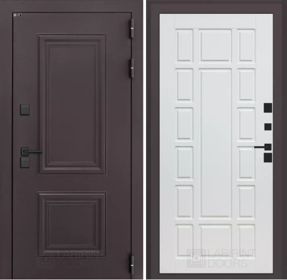 Входная дверь Полярис лайт 12 - Белое дерево | Металлическая отделка методом давления на полотне, 960х2050 мм (внешний 1130х2130 мм), 880х2050 мм (внешний 1050х2130 мм)