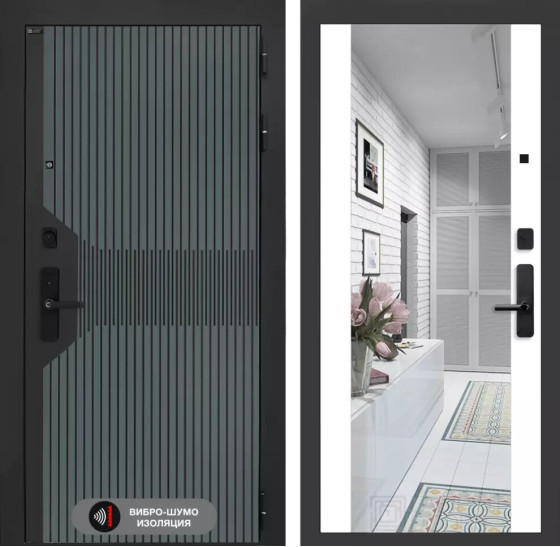 Входная дверь Смартлаб с зеркалом Максимум - Белый софт | Фрезерованная МДФ панель 10 мм, цвет 