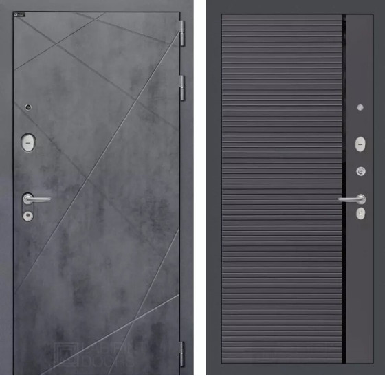 Входная дверь LOFT 22 - Графит софт, черная вставка | Фрезерованная декоративная MDF панель 10 мм, цвет 