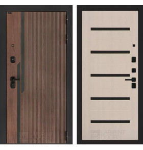 Входная дверь KARMINA 01 - Беленый дуб, стекло черное