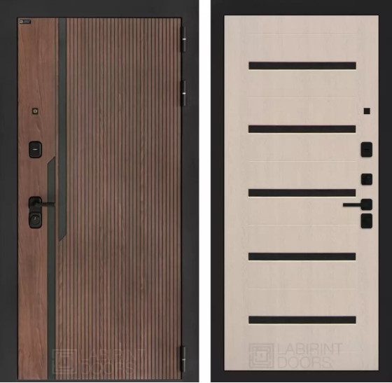 Входная дверь KARMINA 01 - Беленый дуб, стекло черное | Фрезерованная МДФ панель 10 мм, цвет 