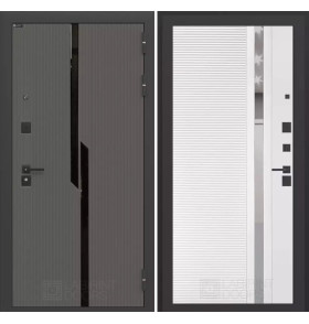 Входная дверь CARBON 31 - Белый софт, зеркальная вставка с тонировкой