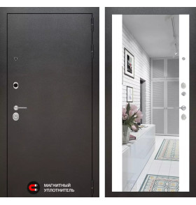 Входная дверь SILVER с Зеркалом Максимум - Белый софт