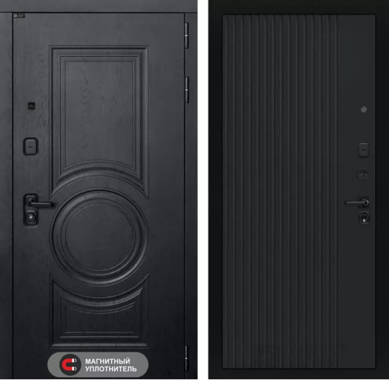 Входная дверь GRAND 29 - Черный кварц | Стильная декоративная MDF панель 16 мм с наличником, цвет 