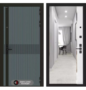 Входная дверь ISSIDA с зеркалом Панорама - Белый софт