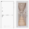 Входная дверь Лайн WHITE с Зеркалом 18 - Сандал белый | Металл с покрытием 
