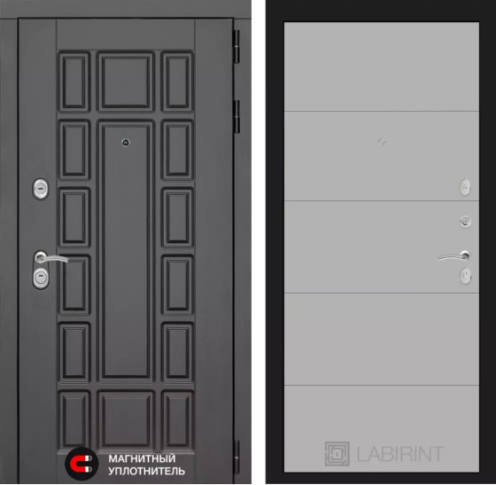 Входная дверь Нью-Йорк 13 - Грей софт | Декоративная MDF панель 16 мм с наличником, цвет 