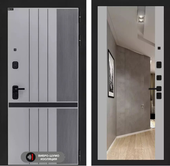 Входная дверь SKYLAB с Зеркалом Максимум - Грей софт | Фрезерованная МДФ панель 10 мм, цвет 